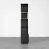 5-Tier Black Wood Bookshelf with 2 Doors Modern Bookcase in Gold Finish