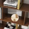 5-Tier Walnut Bookshelf with 2 Drawers Wooden Bookcase in Gold (1645mm High)