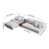 Vewal 320 cm L-Shaped Performance Leather Modular Sectional Sofa with Chaise & Ottoman – Gray Storage Side
