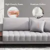 Vewal 320 cm L-Shaped Performance Leather Modular Sectional Sofa with Chaise & Ottoman – Gray Storage Side