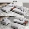 Vewal 320 cm L-Shaped Performance Leather Modular Sectional Sofa with Chaise & Ottoman – Gray Storage Side