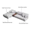 Vewal 320 cm L-Shaped Performance Leather Modular Sectional Sofa with Chaise & Ottoman – Gray Storage Side