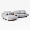 Vewal 320 cm L-Shaped Performance Leather Modular Sectional Sofa with Chaise & Ottoman – Gray Storage Side