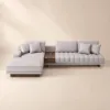 Vewal 320 cm L-Shaped Performance Leather Modular Sectional Sofa with Chaise & Ottoman – Gray Storage Side