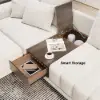Vewal 320 cm L-shaped Velvet Modular Sectional Sofa with Chaise & Ottoman