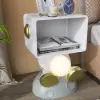 Modern White & Gold Bedroom Bedside Table with Light & Open Storage