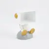 Modern White & Gold Bedroom Bedside Table with Light & Open Storage