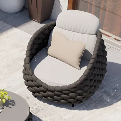 Cocaro Outdoor Aluminium & Rope Weave Lounge Chair in Dark Grey