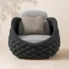 Cocaro Outdoor Aluminium & Rope Weave Lounge Chair in Dark Grey