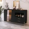 Dolawn 140 cm Black Wood Sideboard with Tray Wine Rack