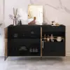 Dolawn 140 cm Black Wood Sideboard with Tray Wine Rack