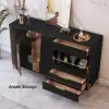 Dolawn 140 cm Black Wood Sideboard with Tray Wine Rack