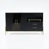 Dolawn 140 cm Black Wood Sideboard with Tray Wine Rack