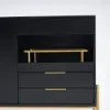 Dolawn 140 cm Black Wood Sideboard with Tray Wine Rack