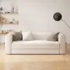 2220mm Modern White Boucle 3-Seater Sofa Upholstered Convertible with Side Storage