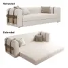 2220mm Modern White Boucle 3-Seater Sofa Upholstered Convertible with Side Storage