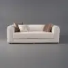 2220mm Modern White Boucle 3-Seater Sofa Upholstered Convertible with Side Storage