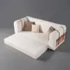 2220mm Modern White Boucle 3-Seater Sofa Upholstered Convertible with Side Storage