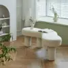 Modern White Bedroom Bench Boucle Tufted Long Bench with 4 Legs