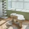 Modern White Bedroom Bench Boucle Tufted Long Bench with 4 Legs