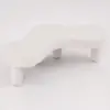 Modern White Bedroom Bench Boucle Tufted Long Bench with 4 Legs