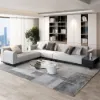 3-Piece Cotton & Linen L-Shaped Sectional Sofa with Side Open Storage