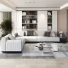 3-Piece Cotton & Linen L-Shaped Sectional Sofa with Side Open Storage