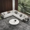 3-Piece Cotton & Linen L-Shaped Sectional Sofa with Side Open Storage