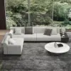 3-Piece Cotton & Linen L-Shaped Sectional Sofa with Side Open Storage