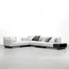 3-Piece Cotton & Linen L-Shaped Sectional Sofa with Side Open Storage