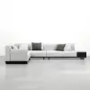 3-Piece Cotton & Linen L-Shaped Sectional Sofa with Side Open Storage