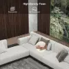 3-Piece Cotton & Linen L-Shaped Sectional Sofa with Side Open Storage