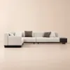 3-Piece Cotton & Linen L-Shaped Sectional Sofa with Side Open Storage