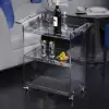 Modern Acrylic Rolling Serving Bar Cart 3-Tier Trolley End Table with Handles