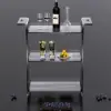 Modern Acrylic Rolling Serving Bar Cart 3-Tier Trolley End Table with Handles
