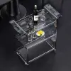 Modern Acrylic Rolling Serving Bar Cart 3-Tier Trolley End Table with Handles
