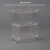 Modern Acrylic Rolling Serving Bar Cart 3-Tier Trolley End Table with Handles