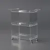Modern Acrylic Rolling Serving Bar Cart 3-Tier Trolley End Table with Handles