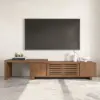 Extendable Grille-Inspired Walnut TV Stand with Storage(1600mm-2100mm)
