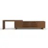 Extendable Grille-Inspired Walnut TV Stand with Storage(1600mm-2100mm)