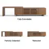 Extendable Grille-Inspired Walnut TV Stand with Storage(1600mm-2100mm)