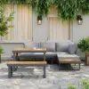 Slatera 4-Piece Outdoor Acacia & Aluminium Modular Sofa Set in Dark Grey