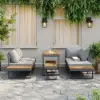 Slatera 4-Piece Outdoor Acacia & Aluminium Modular Sofa Set in Dark Grey