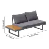 Slatera 4-Piece Outdoor Acacia & Aluminium Modular Sofa Set in Dark Grey