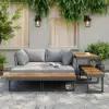 Slatera 4-Piece Outdoor Acacia & Aluminium Modular Sofa Set in Dark Grey