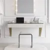 120 cm Modern White Floating Makeup Vanity (Set) with Tempered Glass Top