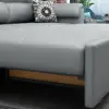 188 cm 2-Seater Faux Leather Pull-out Sleeper Sofa with Storage and Side Pockets – Light Gray Full