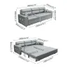 188 cm 2-Seater Faux Leather Pull-out Sleeper Sofa with Storage and Side Pockets – Light Gray Full