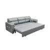 188 cm 2-Seater Faux Leather Pull-out Sleeper Sofa with Storage and Side Pockets – Light Gray Full