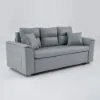 188 cm 2-Seater Faux Leather Pull-out Sleeper Sofa with Storage and Side Pockets – Light Gray Full